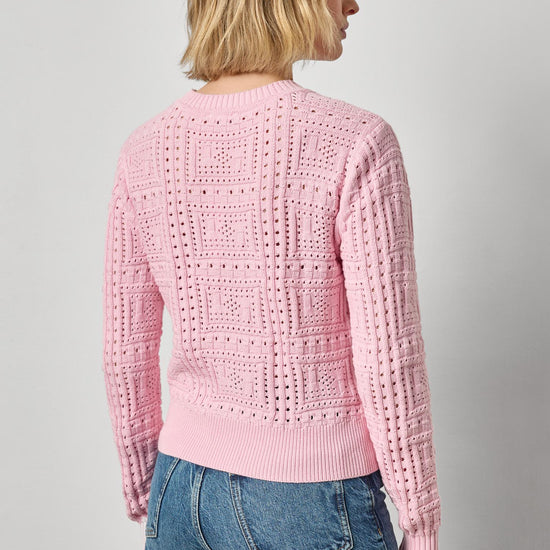 Patchwork Stitch Crewneck Sweater Womens Sweater Peony A2