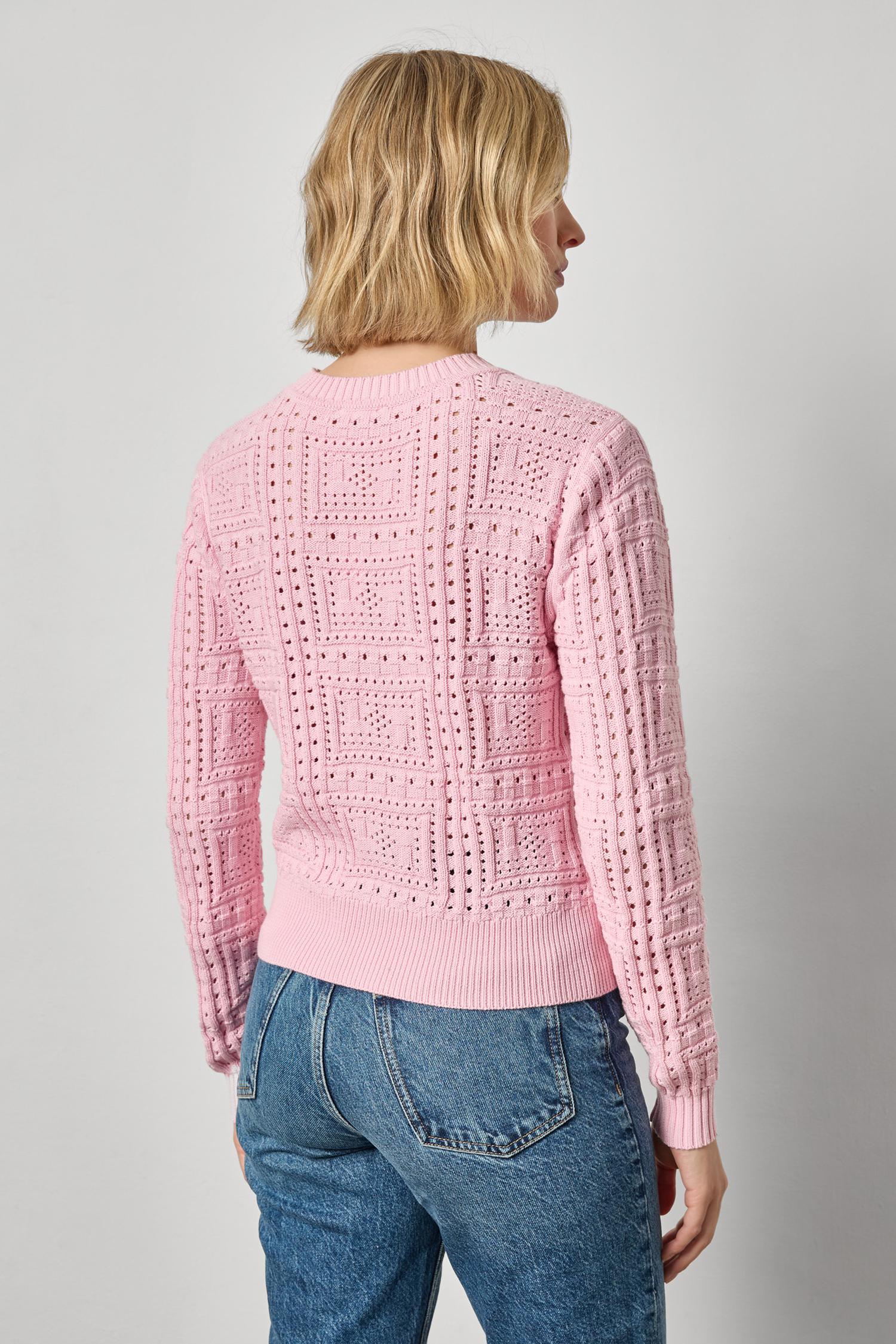 Patchwork Stitch Crewneck Sweater Womens Sweater Peony A2