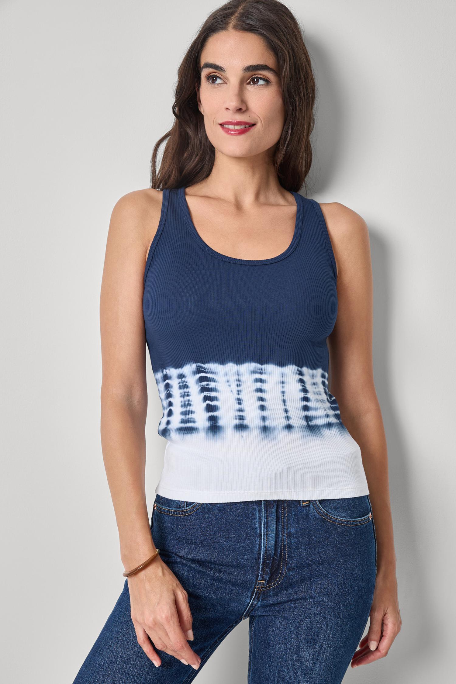 Bamboo Dye Tank Womens Top Navy Dye A1