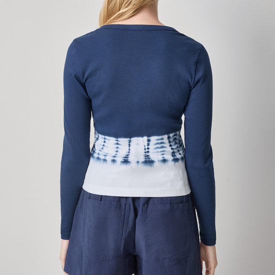 Bamboo Dye V-Neck Cardigan Womens Top Navy Dye A2