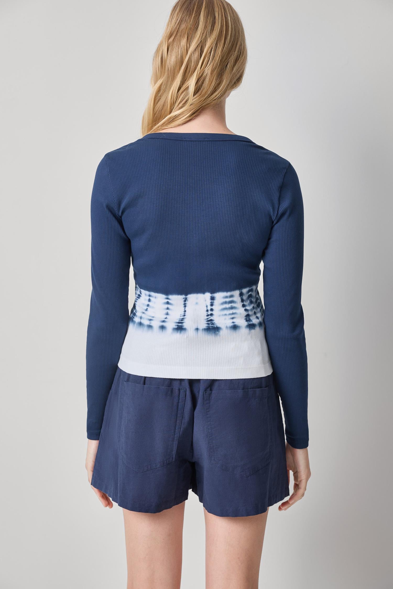 Bamboo Dye V-Neck Cardigan Womens Top Navy Dye A2