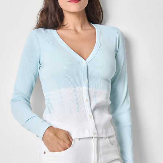 Bamboo Dye V-Neck Cardigan Womens Top Seabreeze Dye A1