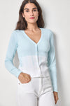 Bamboo Dye V-Neck Cardigan Womens Top Seabreeze Dye A1