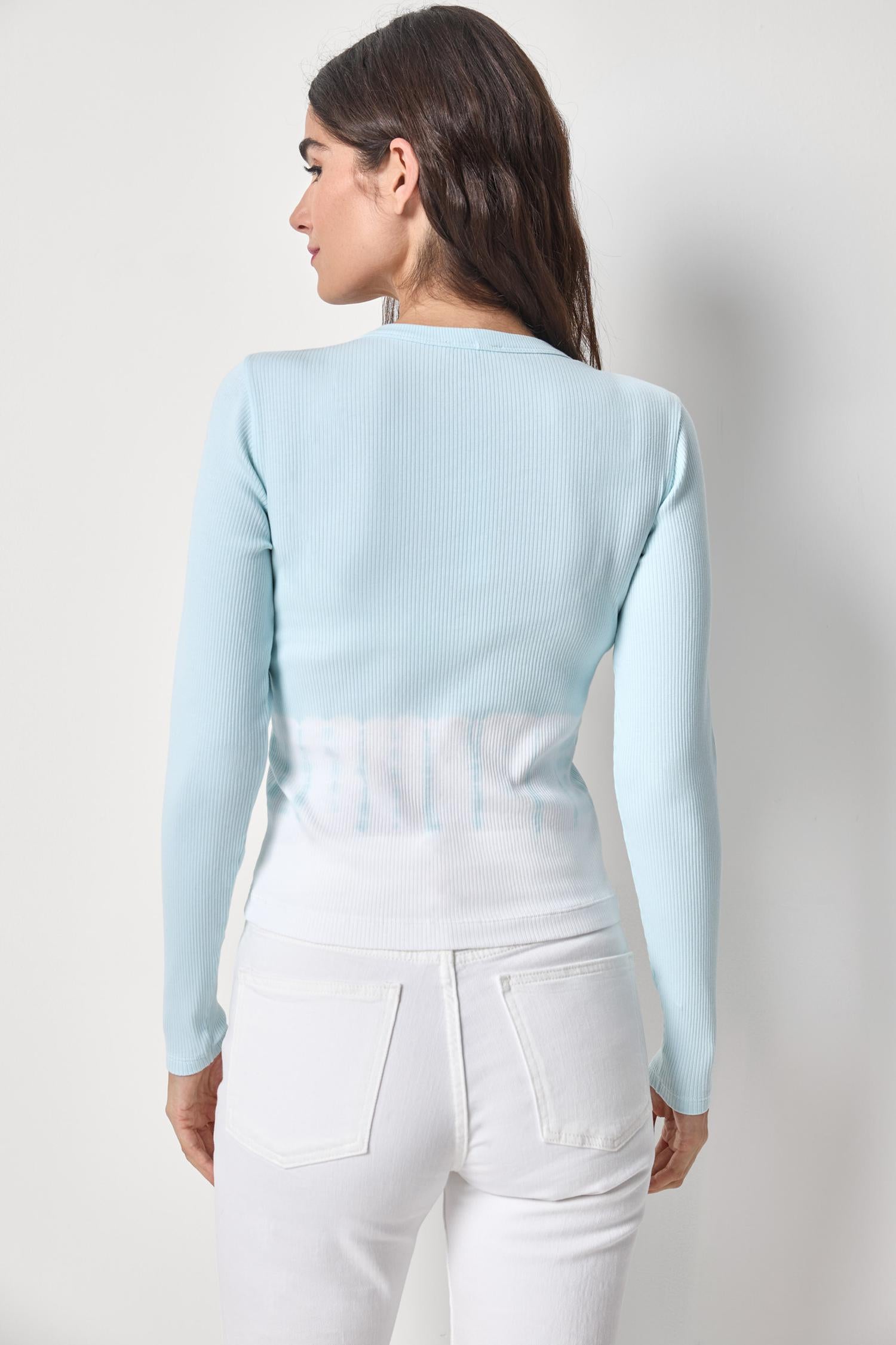 Bamboo Dye V-Neck Cardigan Womens Top Seabreeze Dye A2
