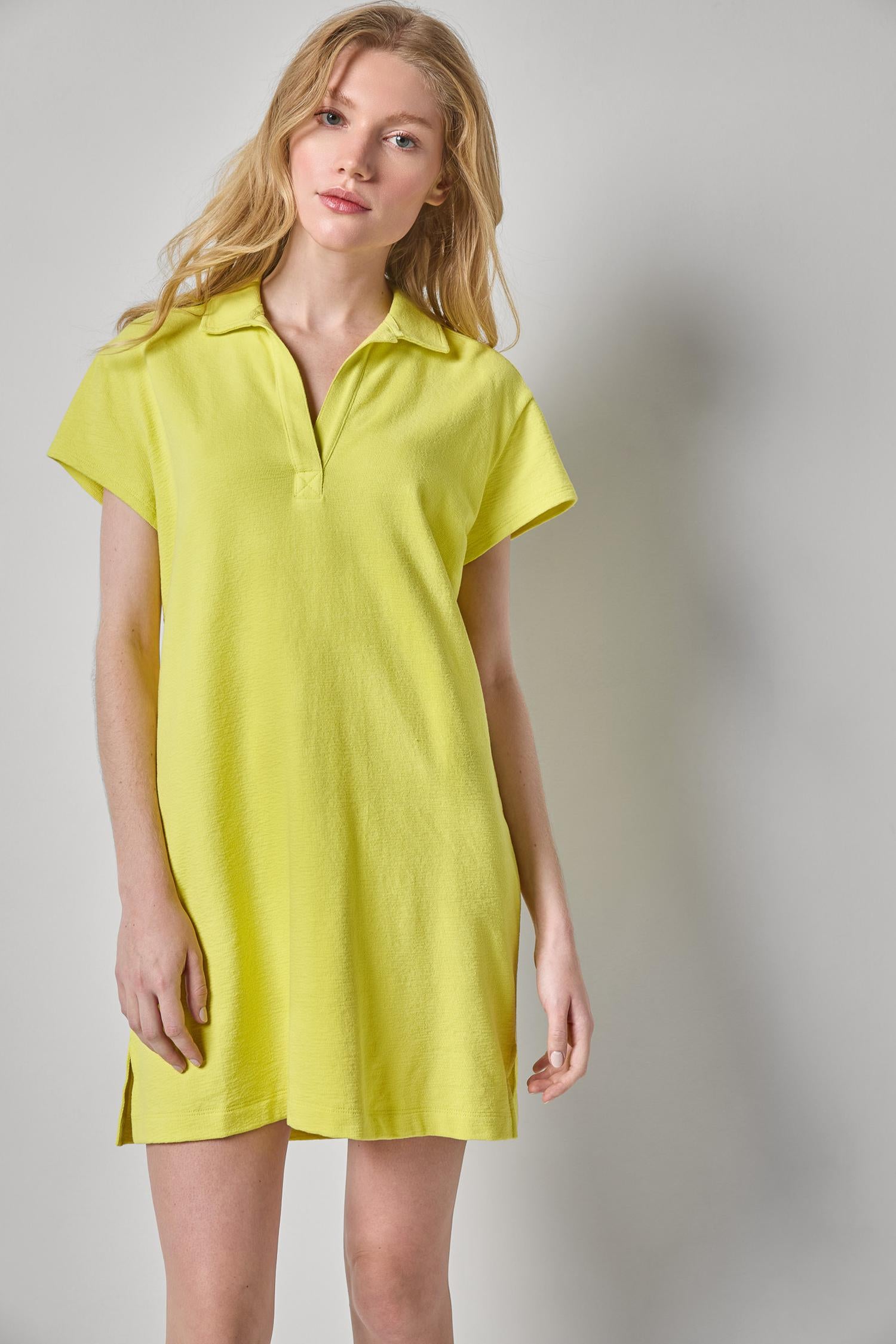 Textured Terry Tunic Dress Womens Dress Limeade A3