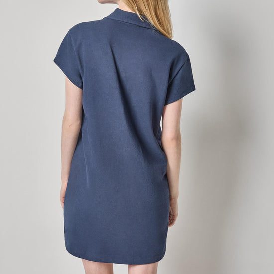 Textured Terry Tunic Dress Womens Dress Navy A2
