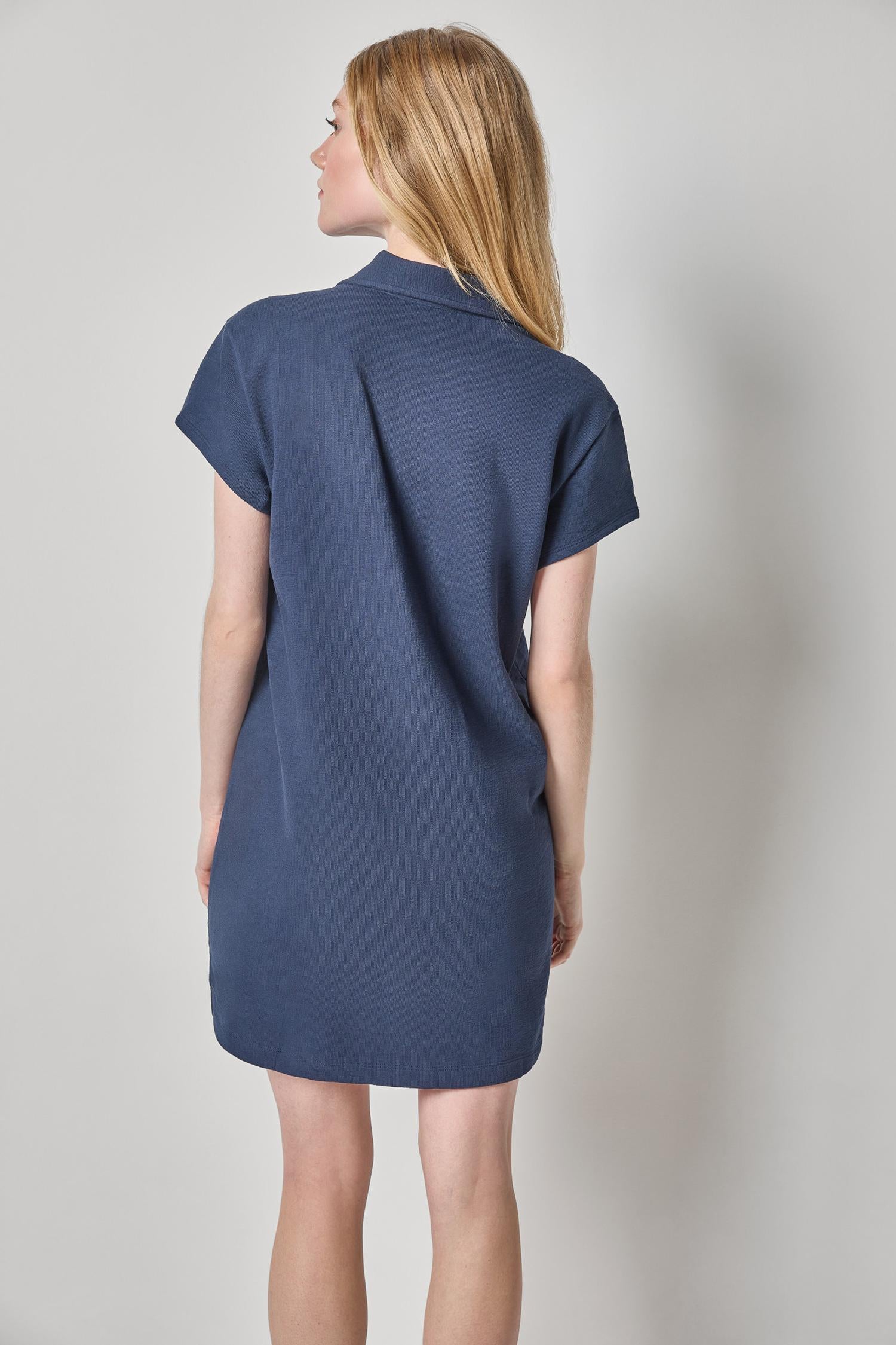 Textured Terry Tunic Dress Womens Dress Navy A2