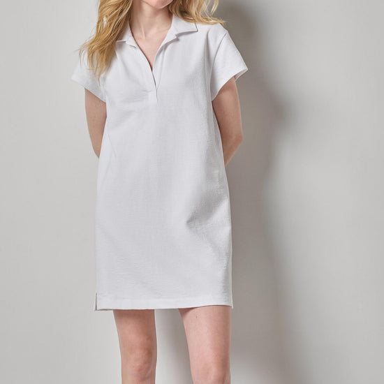 Textured Terry Tunic Dress Womens Dress White A3