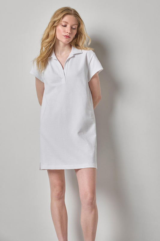 Textured Terry Tunic Dress in color White Image A3