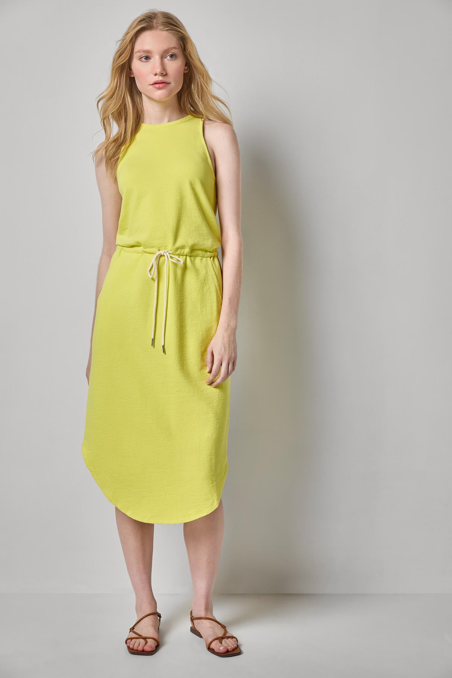 Textured Terry Shirttail Midi Dress Womens Dress Limeade A1
