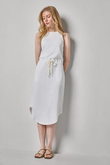 Textured Terry Shirttail Midi Dress in color White Image A1