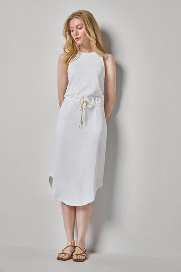 Textured Terry Shirttail Midi Dress Womens Dress White A1