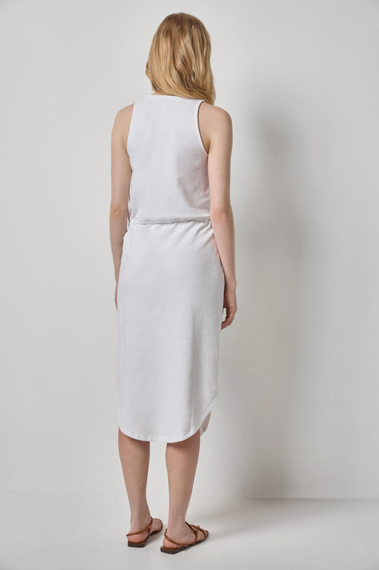 Textured Terry Shirttail Midi Dress in color White Image A2