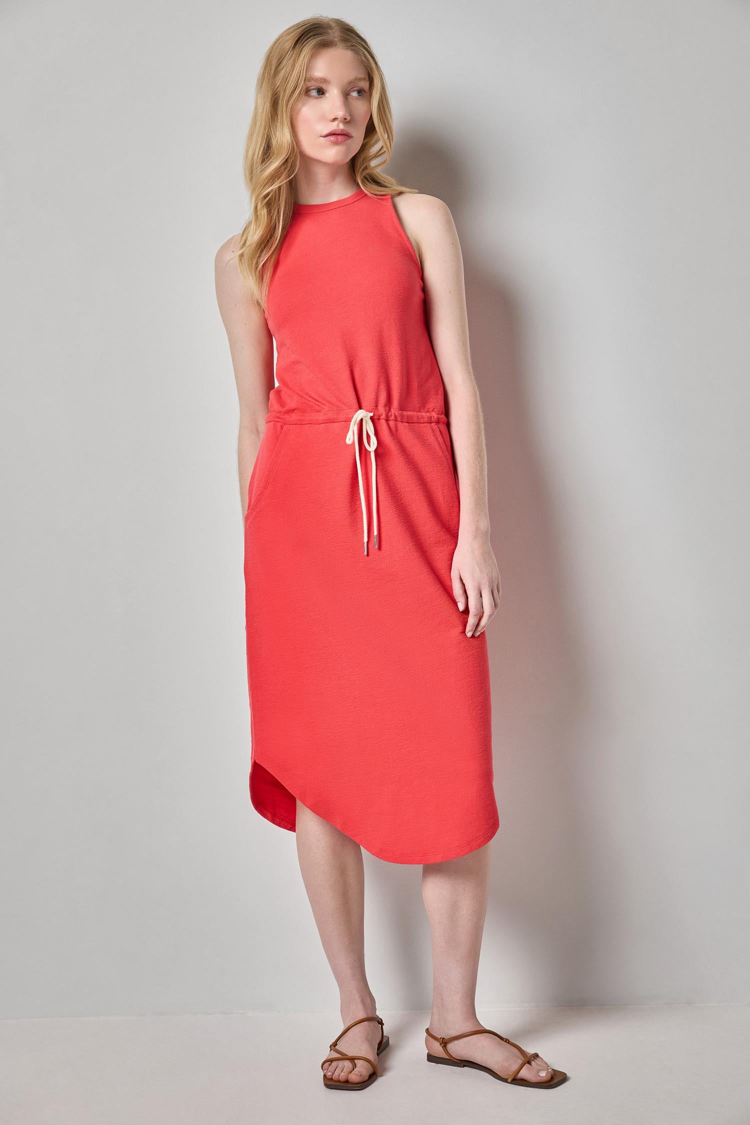 Textured Terry Shirttail Midi Dress Womens Dress Zinnia A1