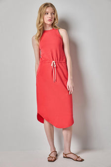 Textured Terry Shirttail Midi Dress in color Zinnia Image A1