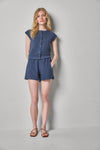 Textured Terry Front Seam Short Womens Short Navy A3