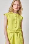 Textured Terry Sleeveless Cardigan Womens Top Limeade A1