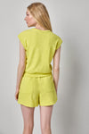 Textured Terry Sleeveless Cardigan Womens Top Limeade A2