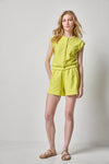 Textured Terry Sleeveless Cardigan Womens Top Limeade A3