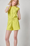 Textured Terry Sleeveless Cardigan Womens Top Limeade A4