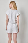 Textured Terry Sleeveless Cardigan Womens Top White A2