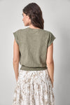 Smocked Hem V-Neck Womens Top Fern A2
