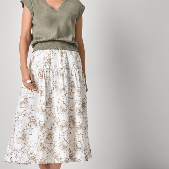 Smocked Hem V-Neck Womens Top Fern A3