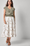 Smocked Hem V-Neck Womens Top Fern A3