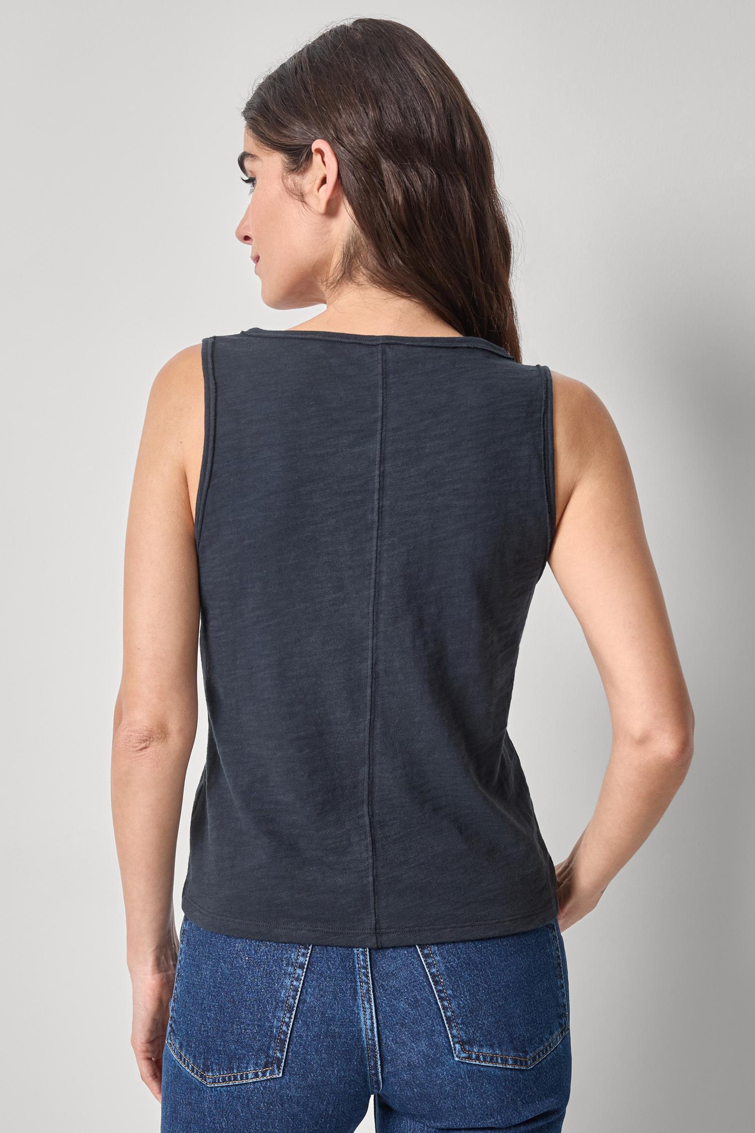 Lace Up Tank Womens Top Black A2