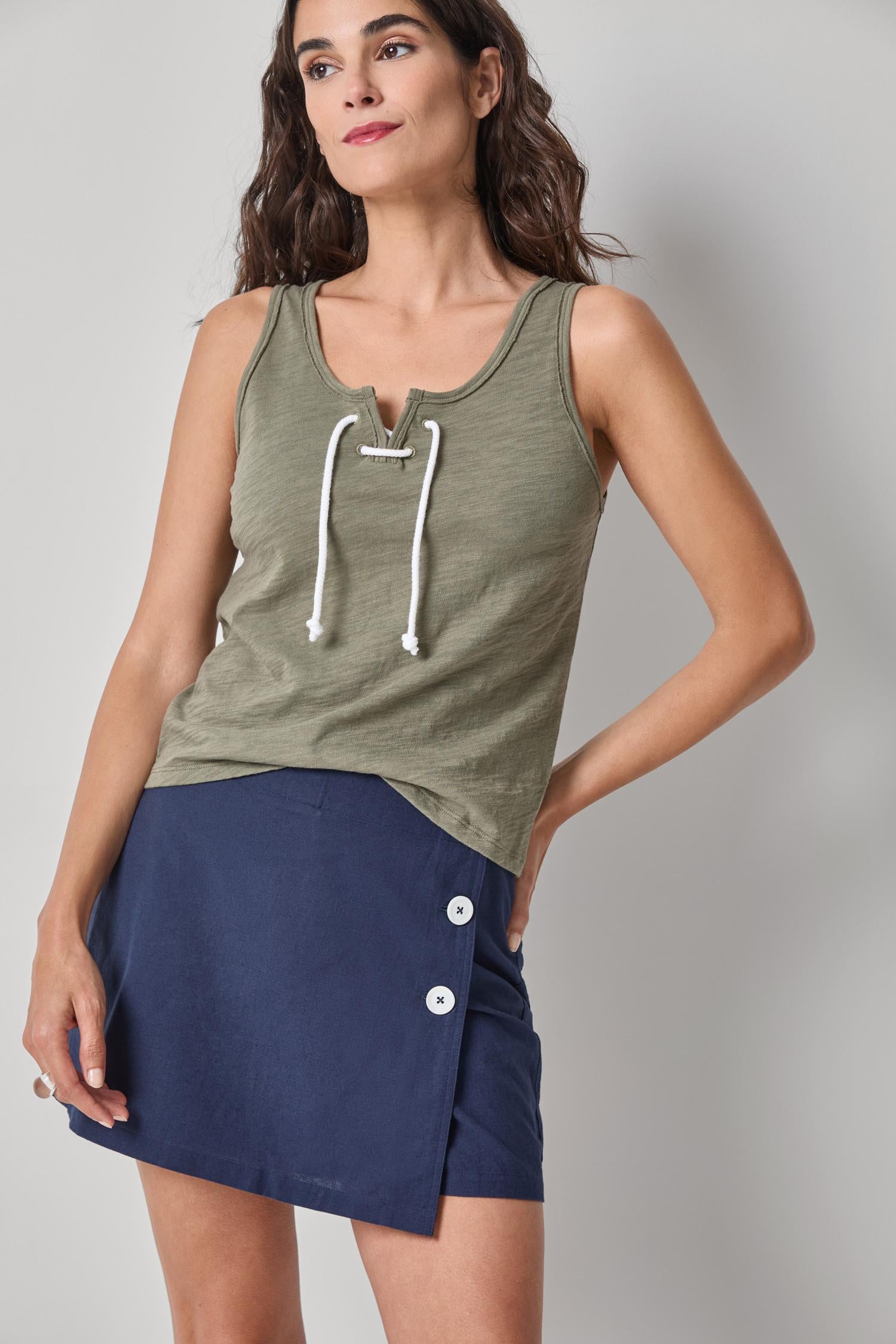 Lace Up Tank Womens Top Fern A1