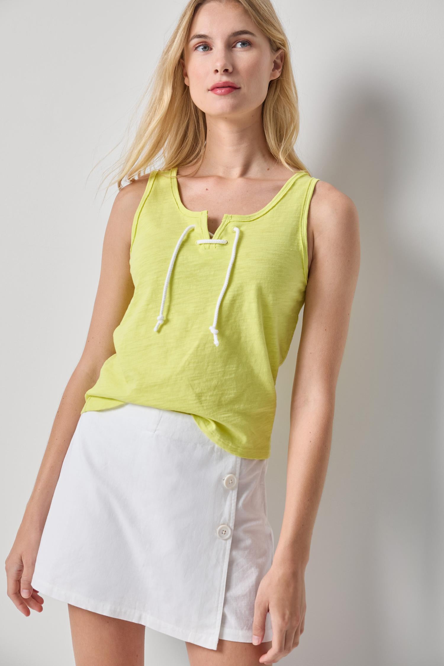 Lace Up Tank Womens Top Limeade A1