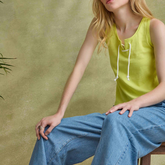 Lace Up Tank Womens Top Limeade C1