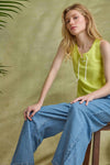 Lace Up Tank Womens Top Limeade C1