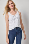 Lace Up Tank Womens Top White A1