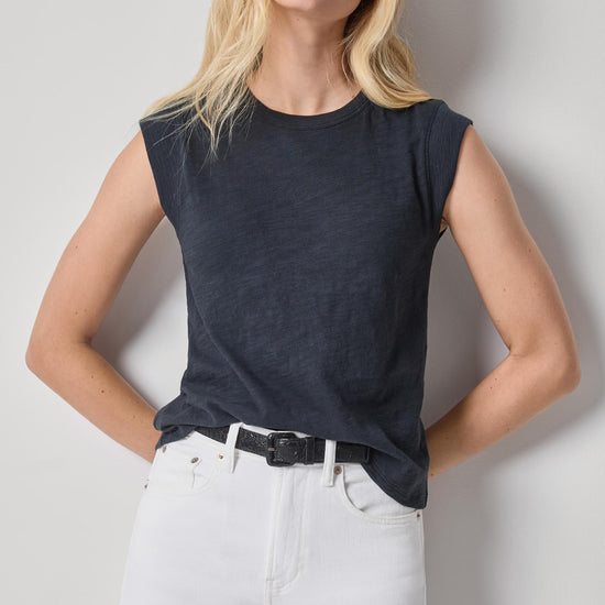 Cap Sleeve Crew Womens Top Black A1