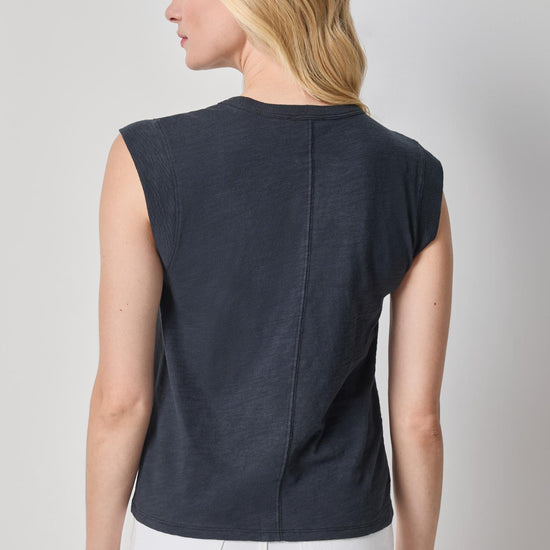 Cap Sleeve Crew Womens Top Black A2