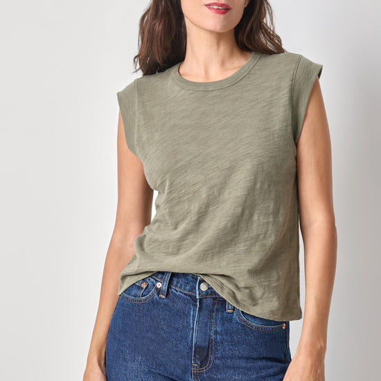 Cap Sleeve Crew Womens Top Fern A1