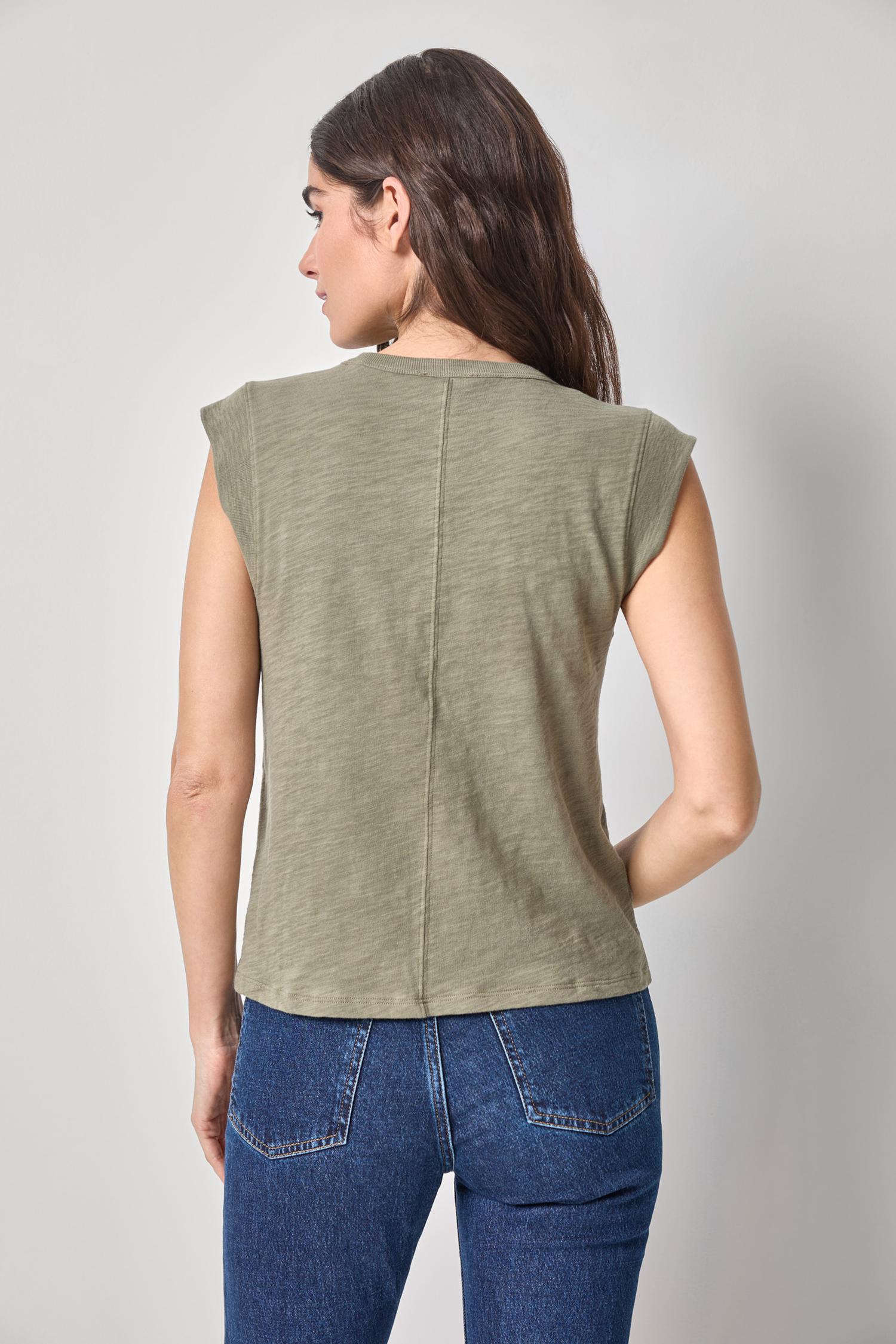 Cap Sleeve Crew Womens Top Fern A2