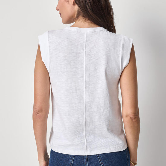 Cap Sleeve Crew Womens Top White A2
