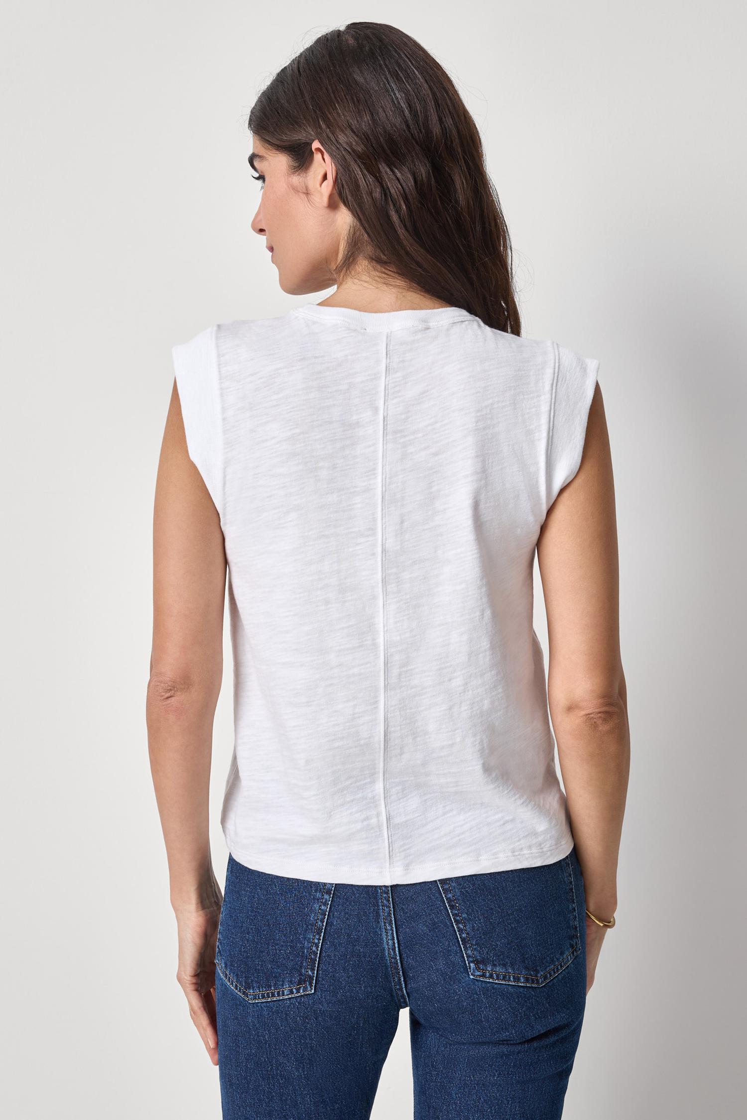 Cap Sleeve Crew Womens Top White A2