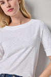 Cuffed Sleeve Boatneck Womens Top White A3