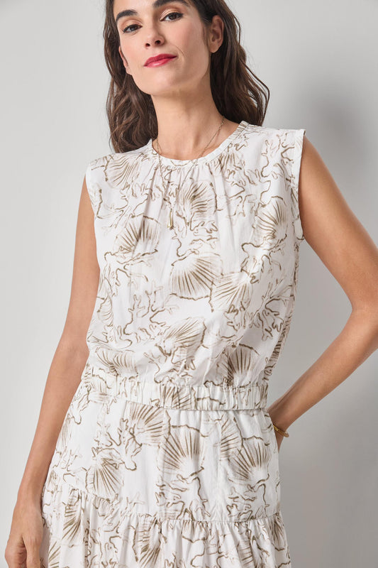 Poplin Shell Womens Top Fern Print A1