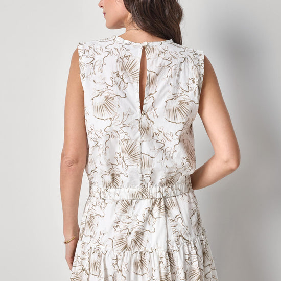 Poplin Shell Womens Top Fern Print A2