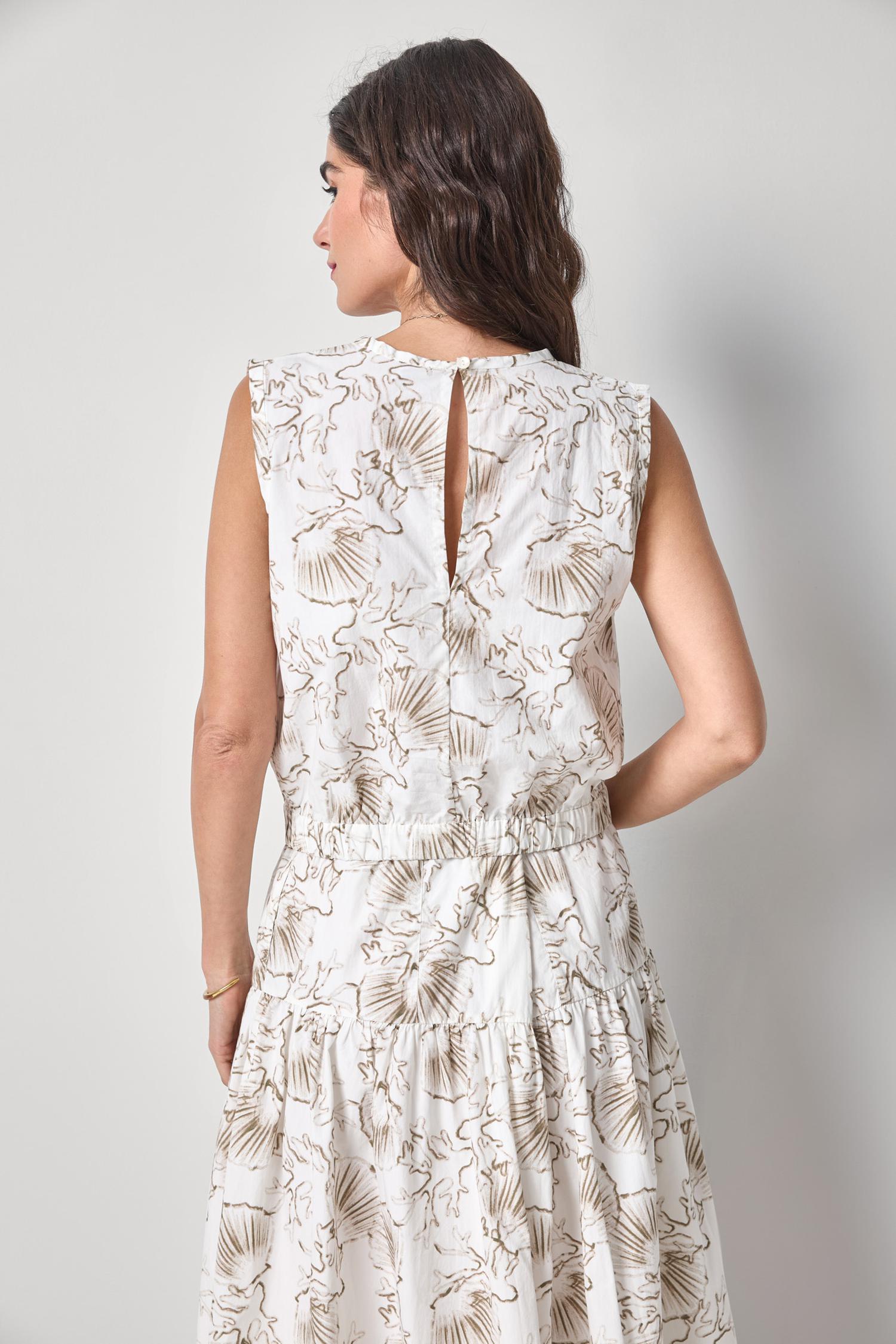 Poplin Shell Womens Top Fern Print A2