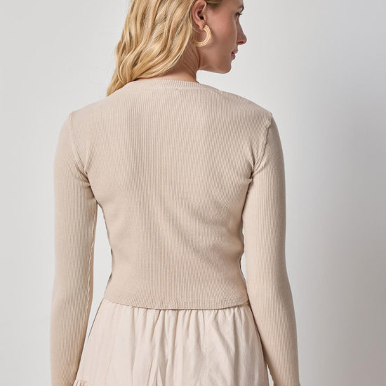 Mixed Media Cardigan Womens Top Bamboo A2
