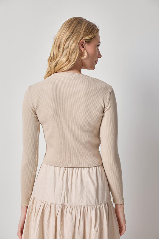 Mixed Media Cardigan Womens Top Bamboo A2