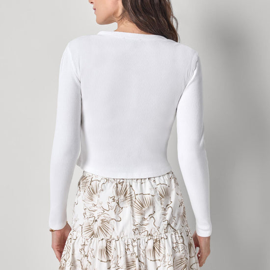 Mixed Media Cardigan Womens Top White A2