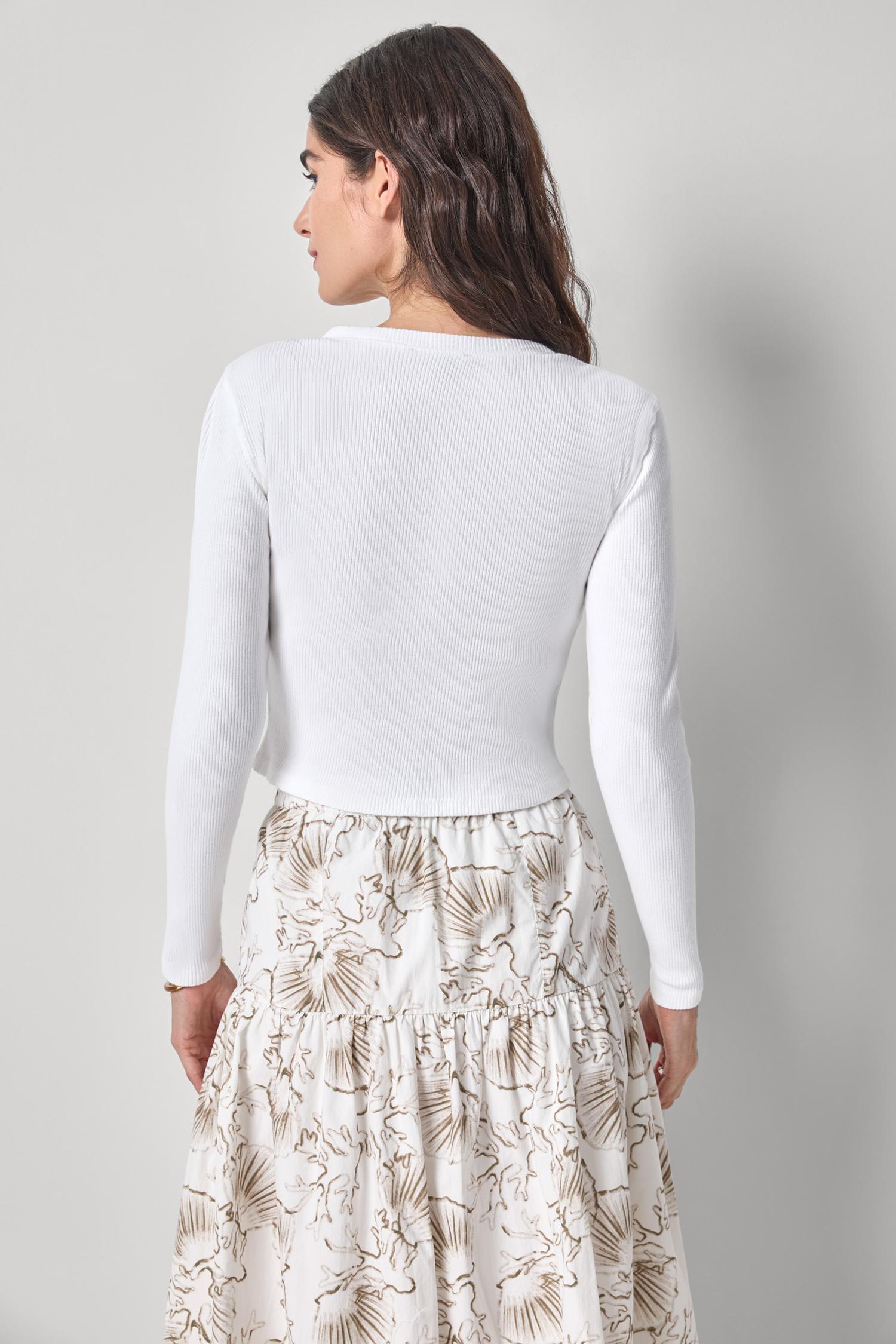 Mixed Media Cardigan Womens Top White A2