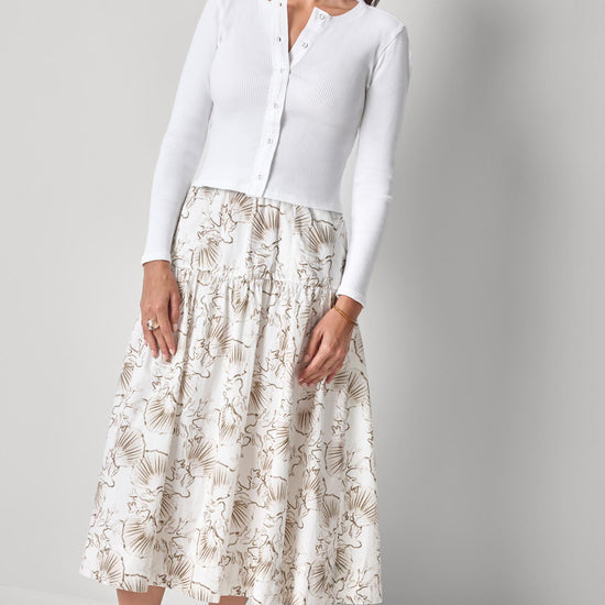 Mixed Media Cardigan Womens Top White A3