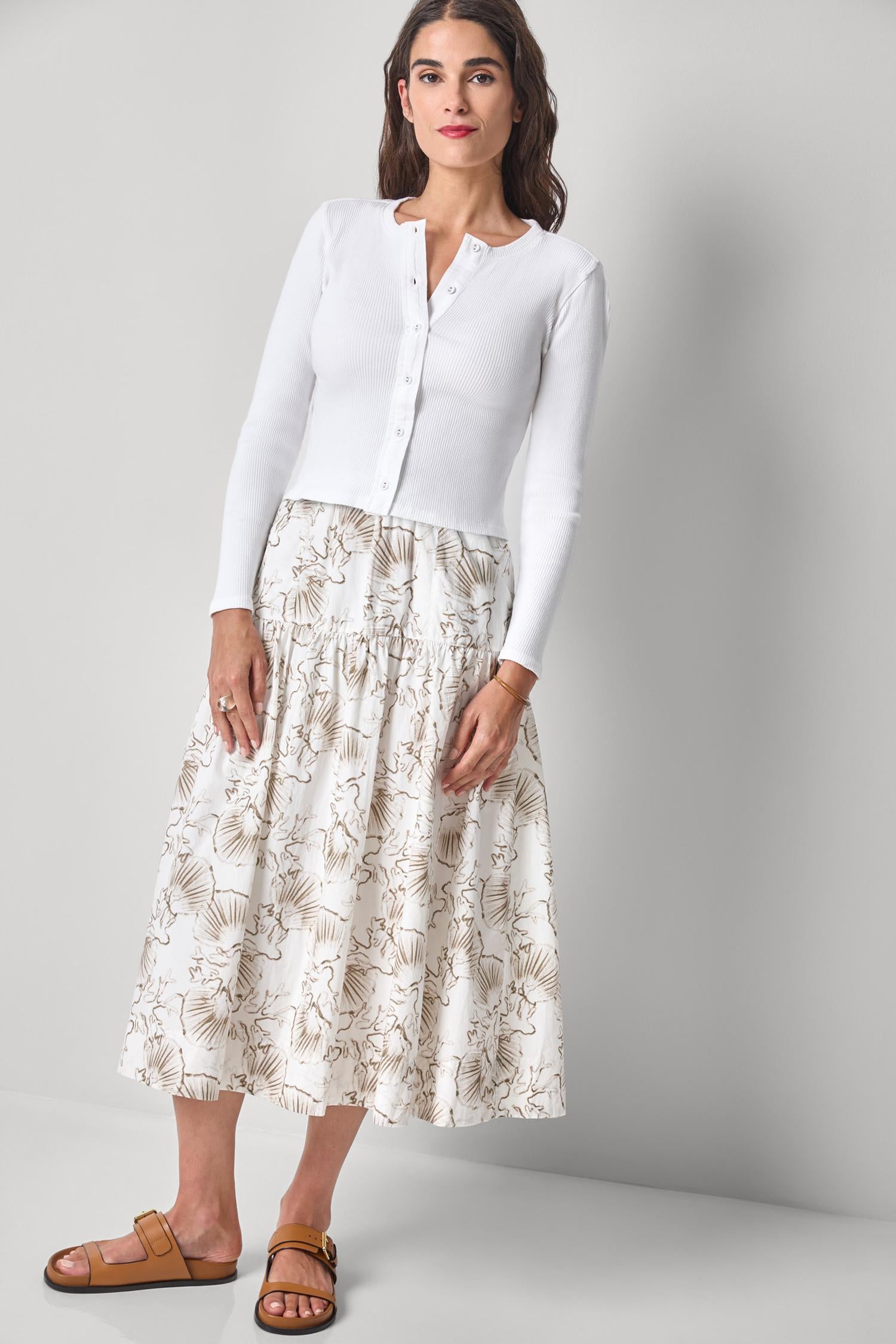 Mixed Media Cardigan Womens Top White A3